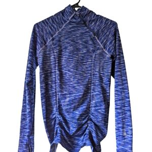 ATHLETA Fastest Track Asym Space Dye Blue 1/4 Zip Long Sleeve Athletic Top Small